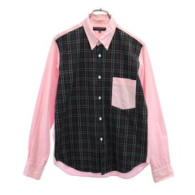 コムデギャルソンオム 2008年 チェック柄 長袖 ボタンダウンシャツ SS ピンク×グリーン COMME des GARCONS HOMME メンズ 【中古】 【231129】 メール便可