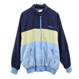 アディダス 80s ヴィンテージ ジップ トレフォイルロゴ ジャケット M 青系 adidas ウインドブレーカー メンズ 【中古】 【230904】