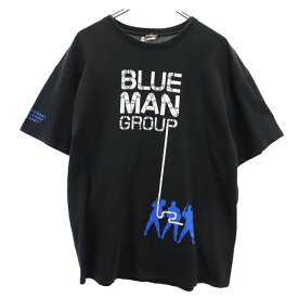 ユニバーサルスタジオ 90s オールド ブルーマングループ プリント 半袖 Tシャツ XL ブラック UNIVERSAL STUDIOS BLUE MAN GROUP メンズ 【中古】 【230906】 メール便可