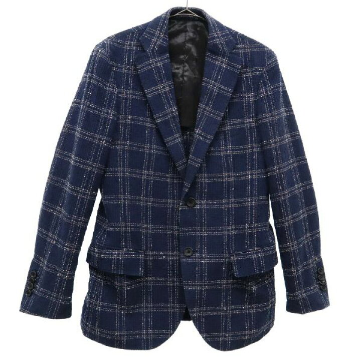 楽天市場】ナノユニバース チェック テーラードジャケット S ネイビー 