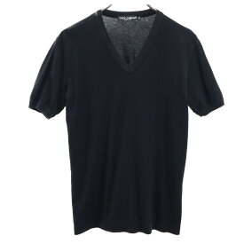 ドルチェアンドガッバーナ イタリア製 半袖 Vネック Tシャツ 44 ブラック DOLCE&amp;GABBANA メンズ 【中古】 【240505】 メール便可
