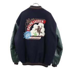 チャップスラルフローレン 90s ウールブレンド 長袖 バックプリント スタジャン EL ネイビー系 CHAPS RALPH LAUREN オールド ヴィンテージ メンズ 【中古】 【231210】