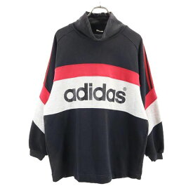 アディダス 80s デサント製 ヴィンテージ 長袖 スウェット トレーナー M-L ブラック系 adidas 日本製 メンズ 【中古】 【231210】