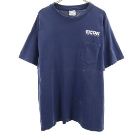 ヘインズ 90s USA製 オールド ポケT 半袖 Tシャツ XL ブルー Hanes メンズ 【中古】 【240512】 メール便可