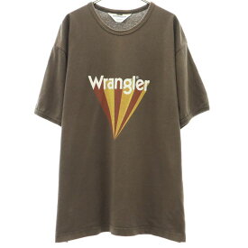 ラングラー ロゴプリント 半袖 Tシャツ XL ブラウン系 WRANGLER メンズ 【中古】 【240512】 メール便可
