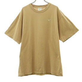 ナイキ ワンポイント 半袖 Tシャツ L ブラウン Nike ロゴ刺繍 メンズ 【中古】 【240512】 メール便可