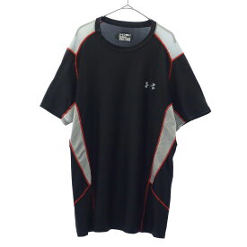 アンダーアーマー 切替 トレーニング 半袖 ウェア XXL ブラック UNDER ARMOUR Tシャツ スポーツ フィッティド ビッグサイズ メンズ 【中古】 【240129】 メール便可