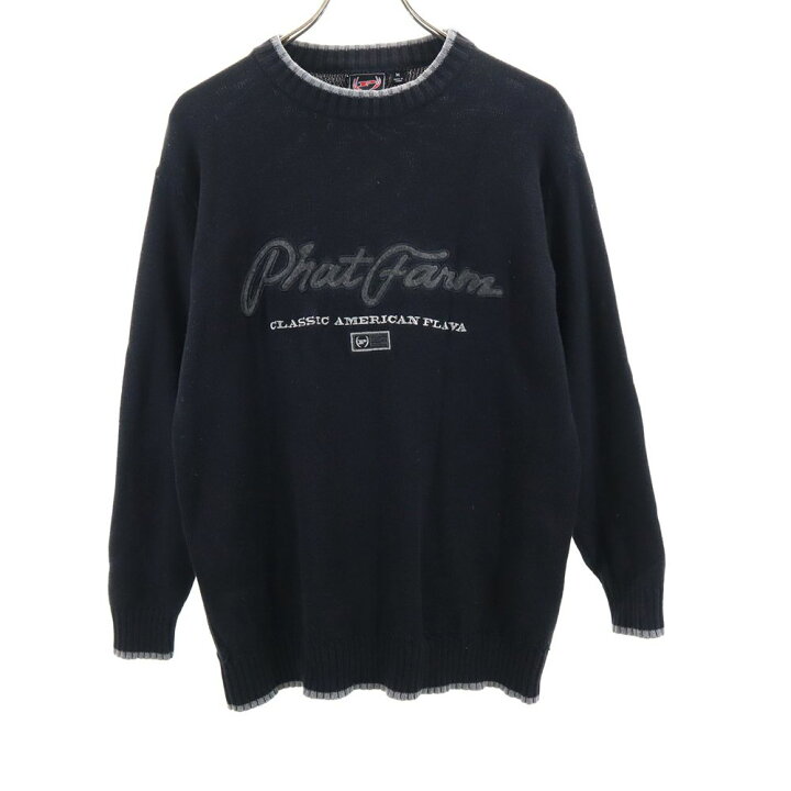 楽天市場】ファットファーム プリント 長袖 セーター M ブラック PHAT 