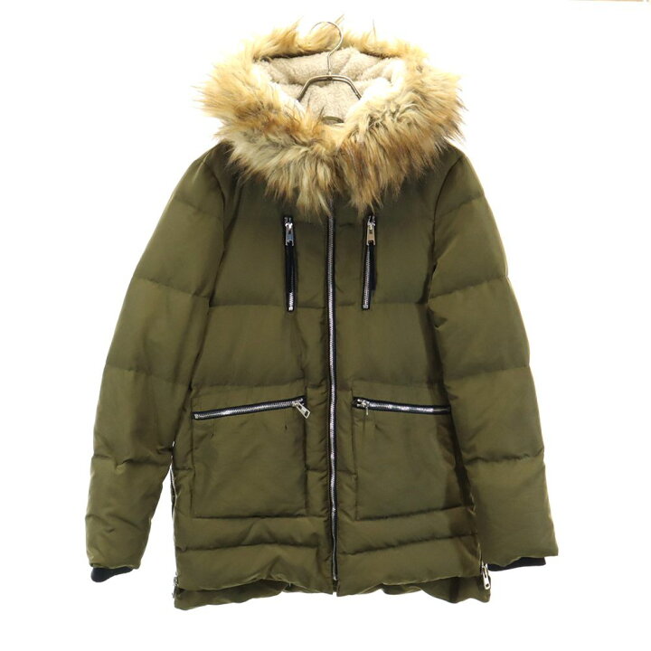 楽天市場】ザラウーマン ダウンジャケット M カーキ ZARA WOMAN ファー 