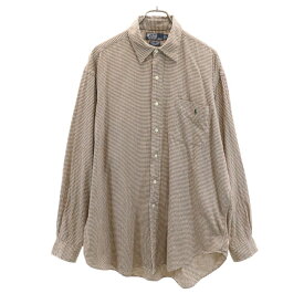 ポロバイラルフローレン 90s オールド ピスネーム チェック柄 長袖 シャツ L ブラウン系 Polo by Ralph Lauren メンズ 【中古】 【240222】 【PD】