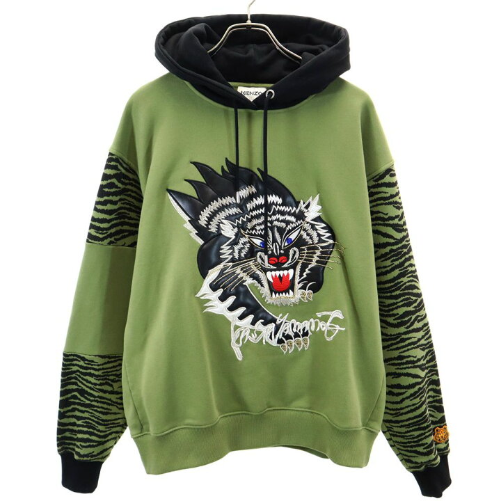 楽天市場】古着 ケンゾー KENZO プリント パーカー S グリーン プル 