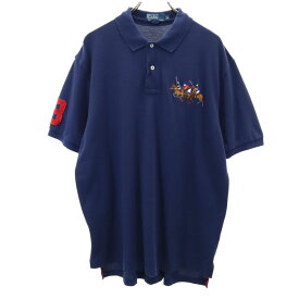 ポロバイラルフローレン 半袖 ポロシャツ チュニック XL ネイビー Polo by Ralph Lauren 鹿の子 レディース 【中古】 【240516】