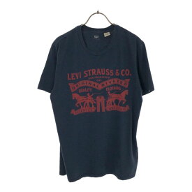 リーバイス ロゴプリント 半袖 Tシャツ L ネイビー Levi&#039;s メンズ 【中古】 【240530】 メール便可