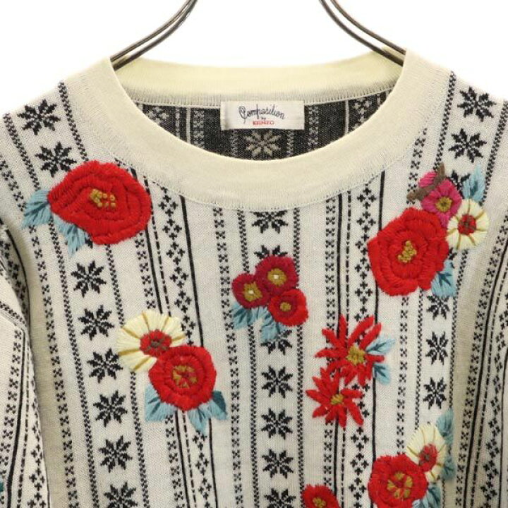 楽天市場】ケンゾー ウールブレンド 花柄刺繍 ニット M アイボリー 他  