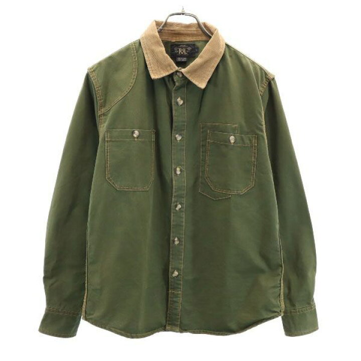 楽天市場】RRL 黒タグ 一ツ星 ハンティングシャツ L カーキグリーン  