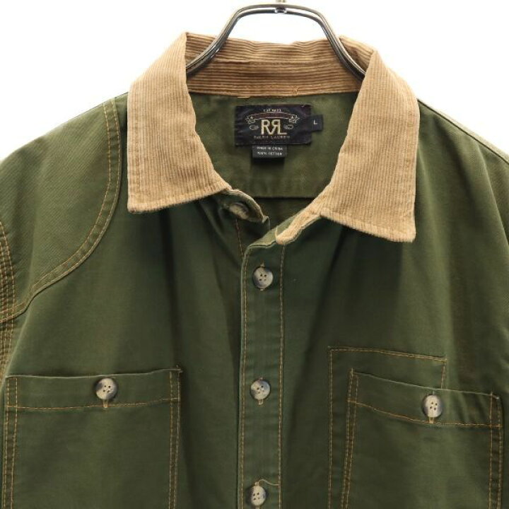 楽天市場】RRL 黒タグ 一ツ星 ハンティングシャツ L カーキグリーン  