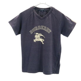 バーバリーロンドン 三陽商会 プリント 半袖 Vネック Tシャツ 130A ネイビー BURBERRY LONDON キッズ 【中古】 【240407】 メール便可