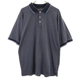 チャップスラルフローレン 半袖ポロシャツ 総柄 ゴルフウェア XL ネイビー系 CHAPS RALPH LAUREN メンズ 【中古】 【230719】 メール便可