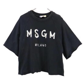 エムエスジーエム イタリア製 半袖 スウェット XS ブラック系 MSGM トレーナー ロゴ メンズ 【中古】 【230619】