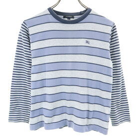 バーバリー 三陽商会 日本製 ボーダー柄 長袖 Tシャツ 140A グレー系 BURBERRY ロンT キッズ 【中古】 【240309】 メール便可