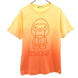 アベイシングエイプ 両面プリント 半袖 Tシャツ M イエロー×オレンジ A BATHING APE メンズ 【中古】 【240321】 メール便可 【PD】