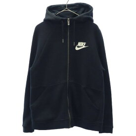 ナイキ ロゴプリント 長袖 スウェット ジップパーカー M ブラック NIKE 裏起毛 レディース 【中古】 【231218】