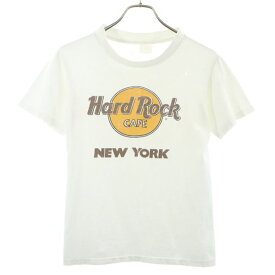 【中古】 HARD ROCK CAFE NEW YORK ロゴ プリント 半袖 Tシャツ 白 ハードロックカフェ ニューヨーク メンズ 【200703】 メール便可