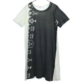 ネネット 総柄 ワンピース 2 グレー×ホワイト Ne-net 半袖ロングTシャツ レディース 【中古】 【230618】