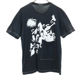 イッセイミヤケ 日本製 プリント 半袖 Tシャツ 2 ブラック ISSEY MIYAKE メンズ 【中古】 【240314】 メール便可