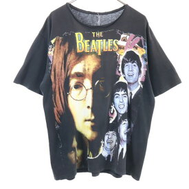 【中古】 ビートルズ 90s プリント 半袖 Tシャツ 黒 The Beatles Yellow Submarine メンズ 【200704】 メール便可