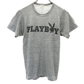 プレイボーイ 80s ヴィンテージ プリント 半袖 Tシャツ S グレー系 PLAYBOY メンズ 【中古】 【240314】 メール便可