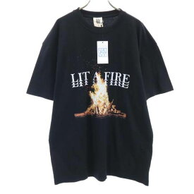 新品 バースト222 20ss FIRE プリント 半袖 Tシャツ 3 ブラック vast222 ラバーソウル メンズ 【210304】 メール便可