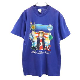 セレブリティクルーズ 90s オールド プリント 半袖 Tシャツ XL ネイビー系 Celebrity Cruises ロゴ メンズ 【中古】 【230620】