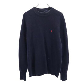 ポロバイラルフローレン ウール100％ ニット L ネイビー系 Polo by Ralph Lauren 長袖 セーター ロゴ メンズ 【中古】 【231011】