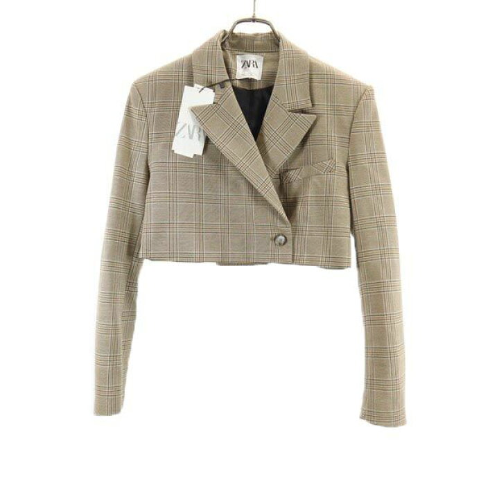 楽天市場】古着 未使用 ZARA ザラ チェック柄 ショート丈 テーラード 