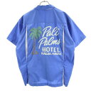 古着 TENSTLIKE テンストライク 90s バック刺繍 半袖 ボウリングシャツ M 青 キングルイ メンズ 【中古】 【PD】