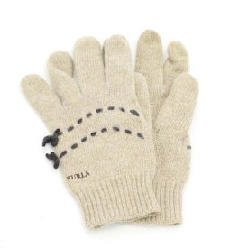 フルラ ニット 刺繍 手袋 ベージュ Furla グローブ レディース 【R221209】 メール便可 【中古】