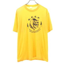 【中古】 70s 半袖 Tシャツ L 黄 GULF COAST メンズ 【200423】 メール便可