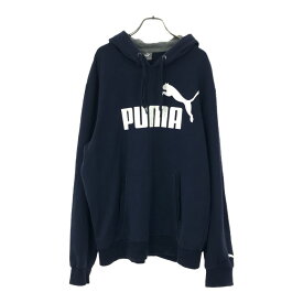 プーマ ロゴプリント 長袖 スウェットパーカー L ネイビー PUMA メンズ 【中古】 【240325】