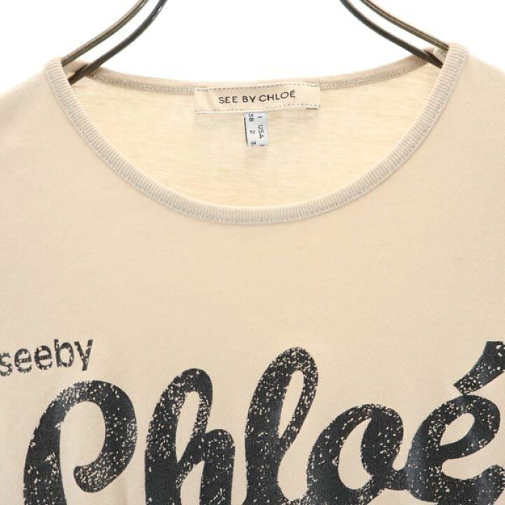 楽天市場】シーバイクロエ ロゴプリント 長袖 Tシャツ 38 ベージュ SEE 