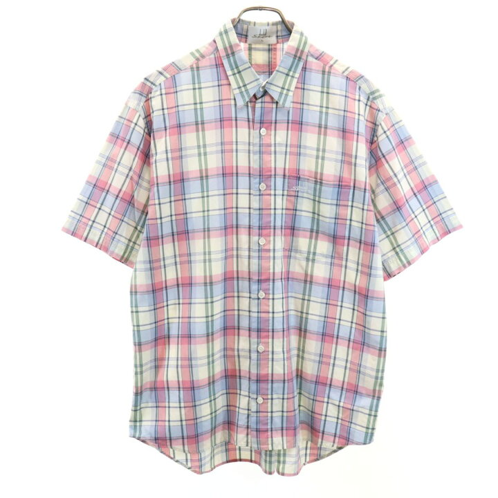 楽天市場】ダンヒル 半袖 チェックシャツ L ブルー系 Dunhill Sport 