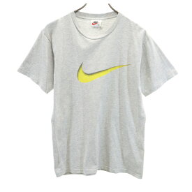 ナイキ 90s 00s 白タグ オールド プリント 半袖 Tシャツ L グレー NIKE キッズ 【中古】 【240327】 メール便可