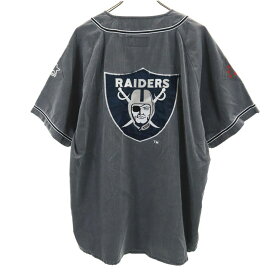 スターター 90s オールド バック刺繍 半袖 レイダース ゲーム シャツ L グレー STARTER Raiders NFL メンズ 【中古】 【240410】