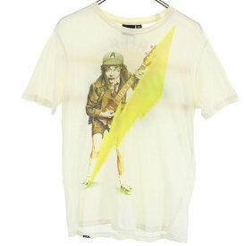 エーシーディーシー 日本製 プリント 半袖 Tシャツ S ベージュ系 AC/DC HYSTERIC GLAMOUR メンズ 【中古】 【240328】 メール便可