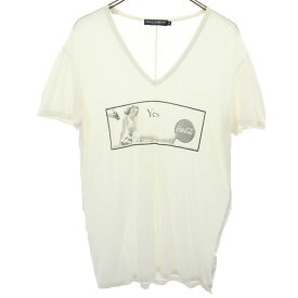 ドルチェアンドガッバーナ イタリア製 半袖 Vネック Tシャツ 44 アイボリー DOLCE&amp;GABBANA メンズ 【中古】 【240328】 メール便可