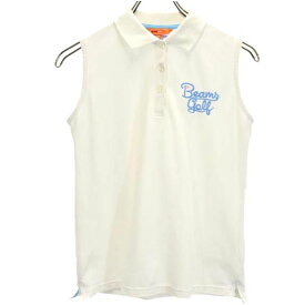 ビームス ゴルフ 日本製 ノースリーブ ポロシャツ M 白 BEAMS GOLF 鹿の子地 レディース 【中古】 【230606】 メール便可