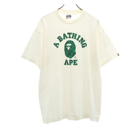 ベイプ 日本製 プリント 半袖 Tシャツ XL ホワイト BAPE A BATHING APE メンズ 【中古】 【240406】 メール便可