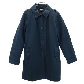 古着 LACOSTE ラコステ ステンカラーコート 42 紺 スプリングコート レディース 【中古】 【PD】