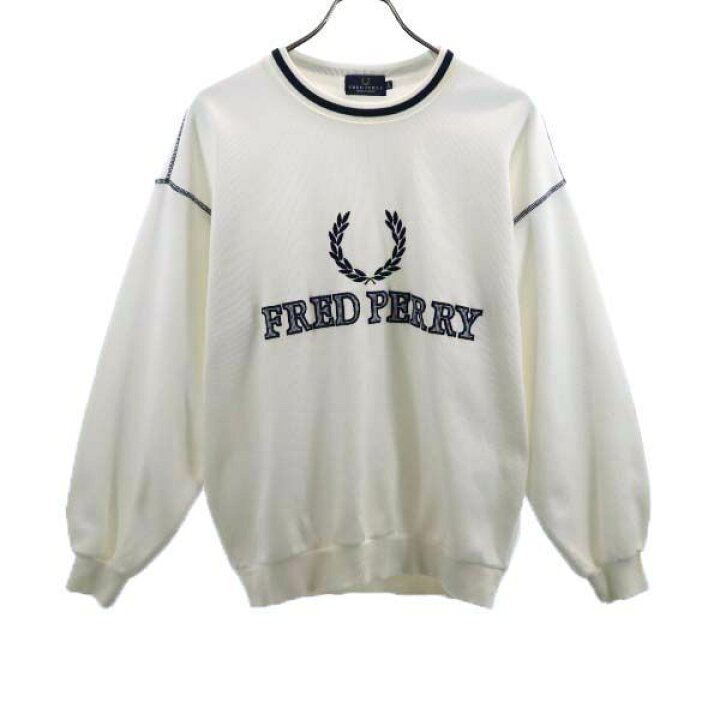 楽天市場】フレッドペリー ロゴ刺繍 スウェット L 白 FRED PERRY 長袖 