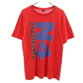 ステューシー プリント 半袖 Tシャツ M レッド STUSSY メンズ 【中古】 【240405】 メール便可